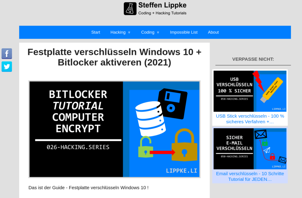 Bitlocker Guide - Homeoffice Sicerheit Steffen Lippke Hacking Series